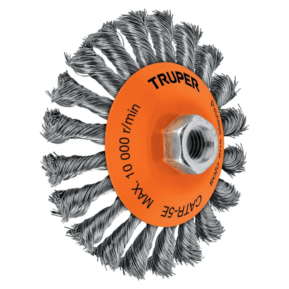 CARDA TIPO CONICO 5" ALAMBRE TRENZADO EJE 5/82 -11 TRUPER