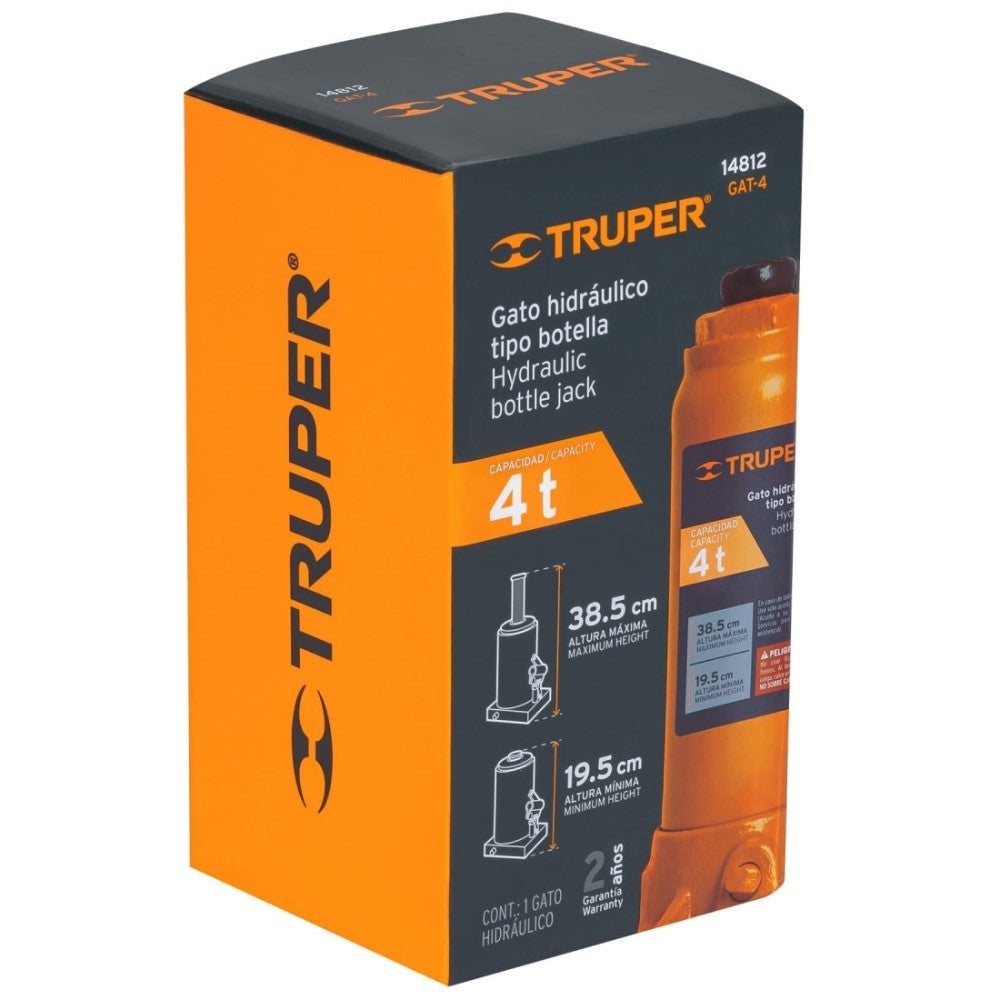 GATO HIDRAULICO DE BOTELLA DE 4 TON TRUPER