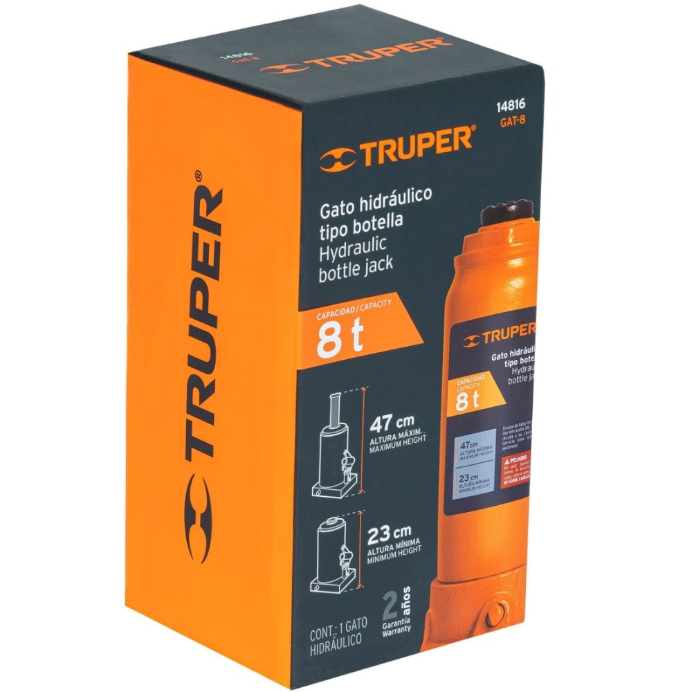 GATO HIDRAULICO DE BOTELLA DE 8 TON TRUPER