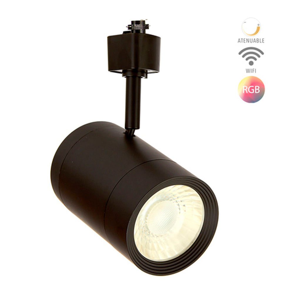 SPOT DE RIEL LED TECNOLITE HALLEY I SMART INTELIGENTE 14W LUZ RGB Y BLANCA ATENUABLE COMPATIBLE CON APP MÓVIL Y ASISTENTES DE VOZ NEGRO