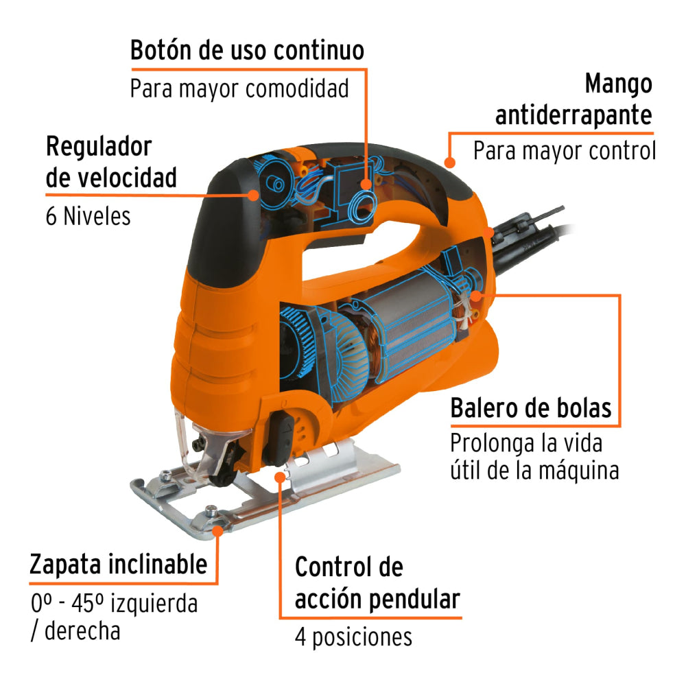 SIERRA CALADORA 550 W 5A VELOCIDAD VARIABLE PROFESIONAL TRUPER
