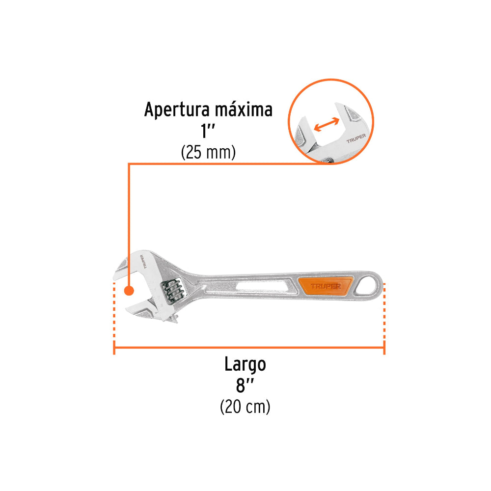 PERICO 8" CROMADO MANGO COMFORTGRIP MCA TRUPER MECANICA