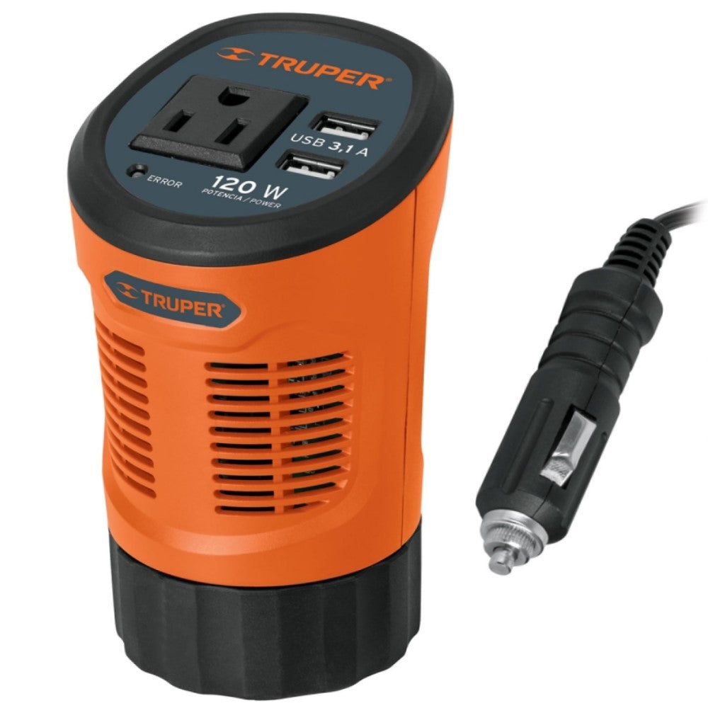 INVERSOR DE CORRIENTE 120W. TIPO VASO 2 USB INCO-120 15725