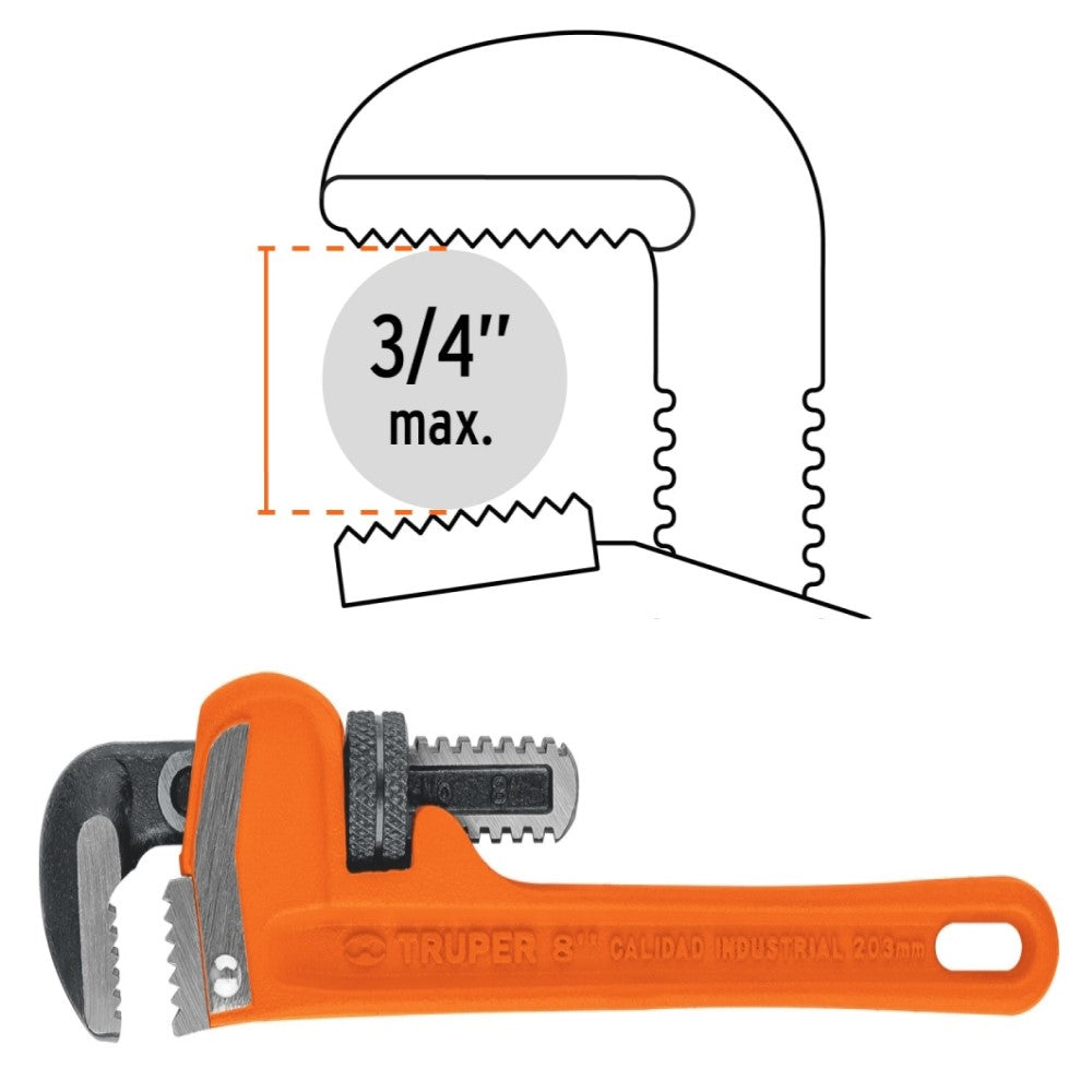 LLAVE STILSON 8" (20 CMS.) LARGO 19MM. APERTURA STI-8 15835 TRUPER