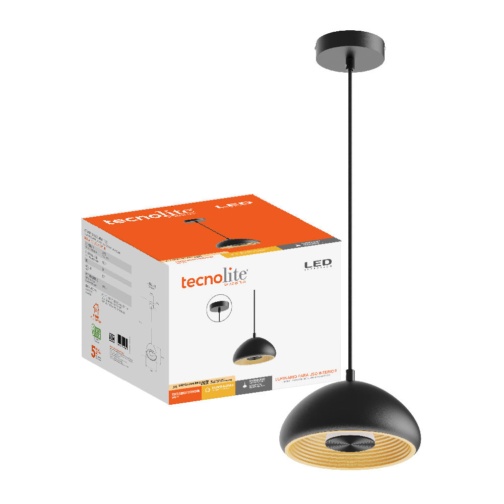LAMPARA COLGANTE LED DE METAL 1.57 M DE ALTURA 15 W LUZ CALIDA BRILLANTE NO ATENUABLE 15CTLLED3315MV30N