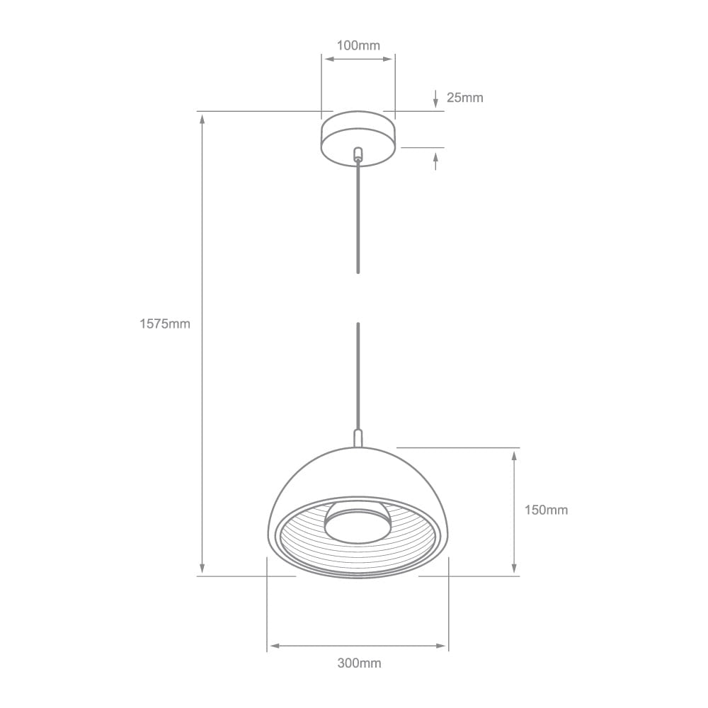 LAMPARA COLGANTE LED DE METAL 1.57 M DE ALTURA 15 W LUZ CALIDA BRILLANTE NO ATENUABLE 15CTLLED3315MV30N
