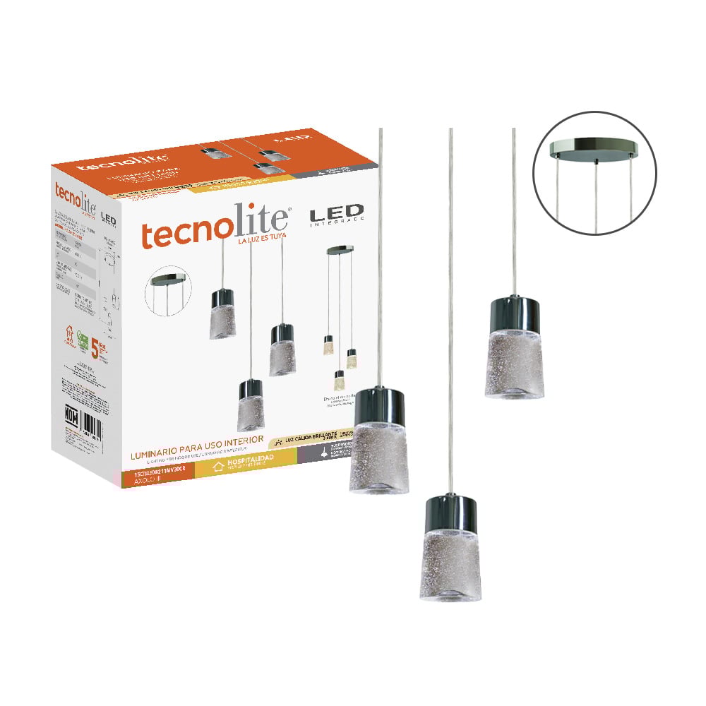 LUMINARIO INT SUSP LED 15W 30K CROMO