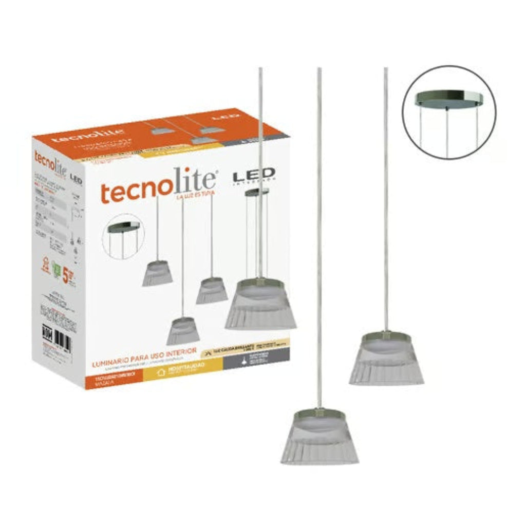 LAMPARA COLGANTE LED DE ACRILICO 1.50 M DE ALTURA 15.5 W LUZ CALIDA BRILLANTE 3 PANTALLAS NO ATENUABLE