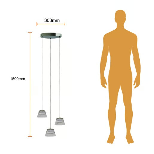 LAMPARA COLGANTE LED ACRILICO 1.5M 15.5W LUZ CALIDA BRILLANTE 3P NO ATENUABLE