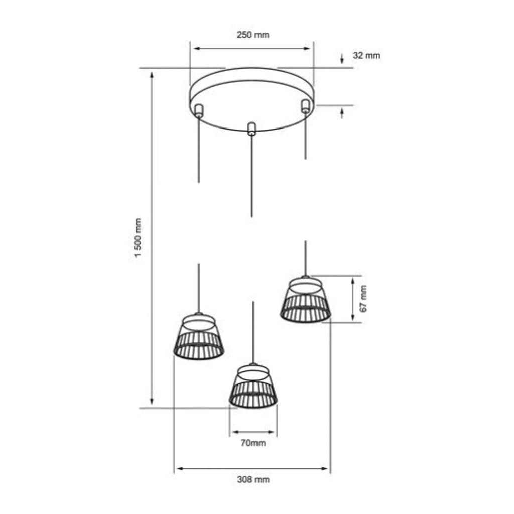 LAMPARA COLGANTE LED DE ACRILICO 1.50 M DE ALTURA 15.5 W LUZ CALIDA BRILLANTE 3 PANTALLAS NO ATENUABLE