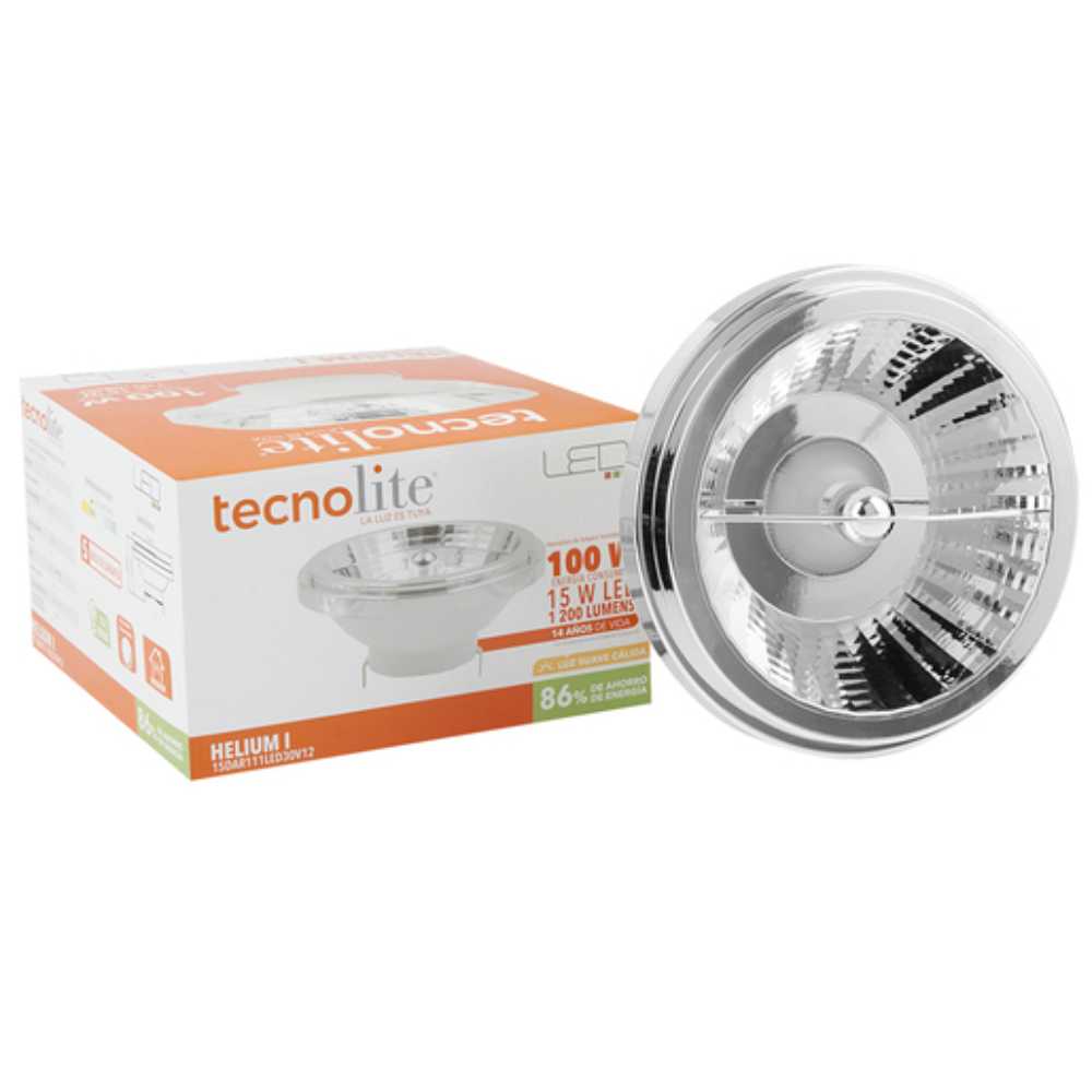 FOCO LED TECNOLITE HELIUM I TIPO AR111 ATENUABLE 15W LUZ SUAVE CÁLIDA BASE G53