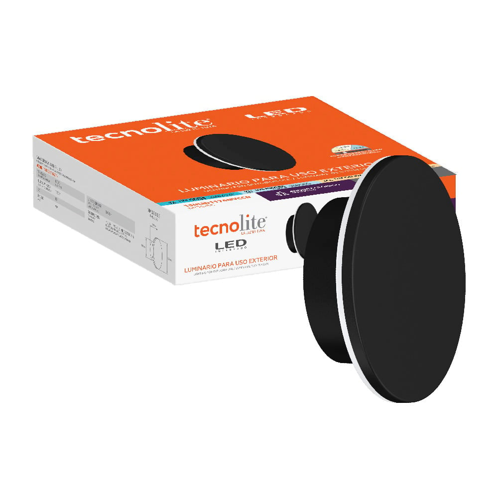 LUMINARIO EXT MURO LED 15W CCT NEGRO