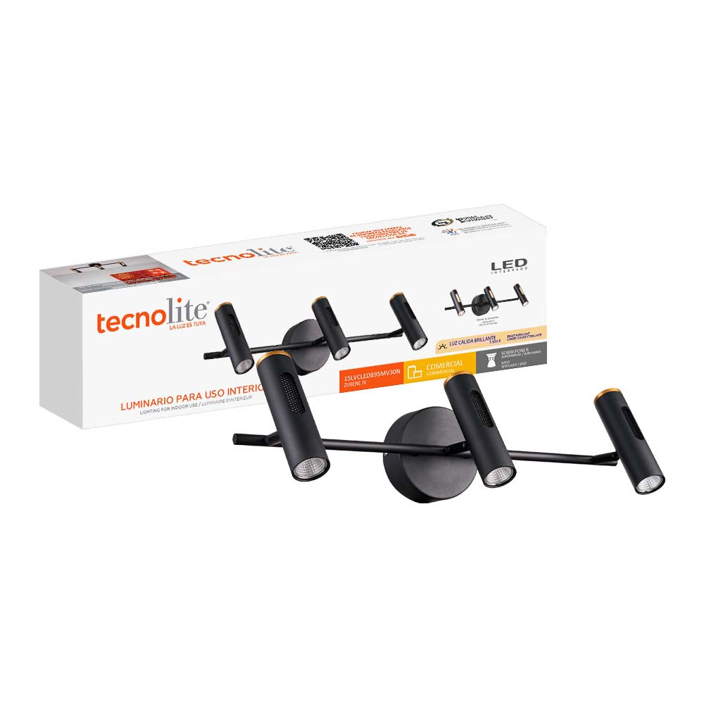 LAMPARA DE PARED ARBOTANTE LED 15W LUZ CALIDA BRILLANTE DIRECTA/INDIRECTA DIRIGIBLE IRC90 NO ATENUABLE NGO