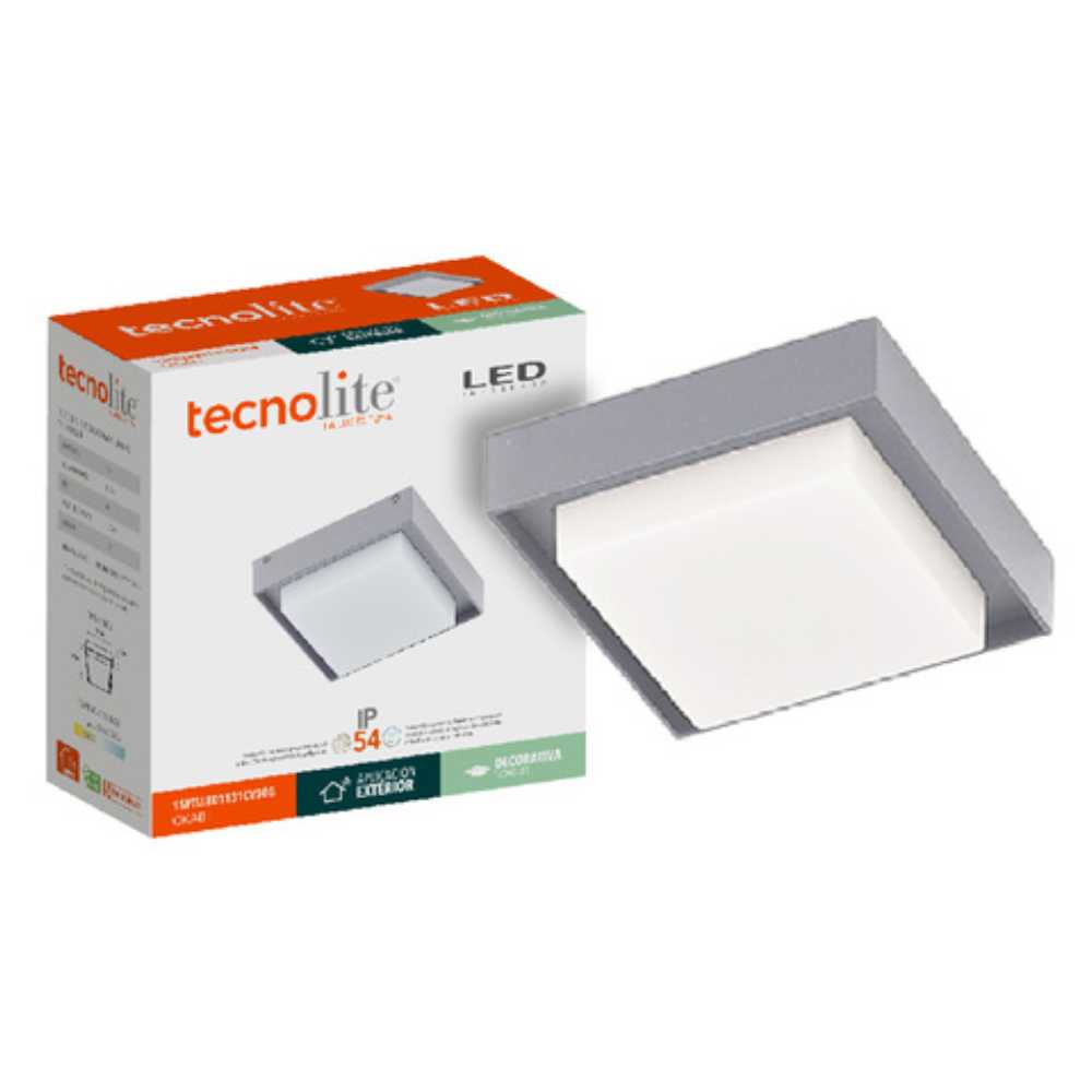 PLAFON CUADRO LED SOBREP. TECHO 15W/127V. 3000K A PBA. VAPOR ALUM. GRIS OKAB I