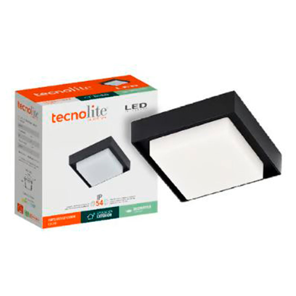 PLAFON CUADRO LED SOBREP. TECHO 15W/127V. 3000K A PBA. VAPOR ALUM. NEGRO OKAB I