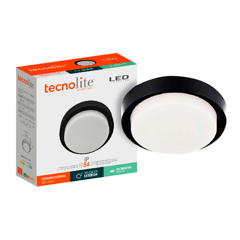 PLAFON LED SOBREP. TECHO 15W/127V. 3000K ALUM. NEGRO NENQUE I