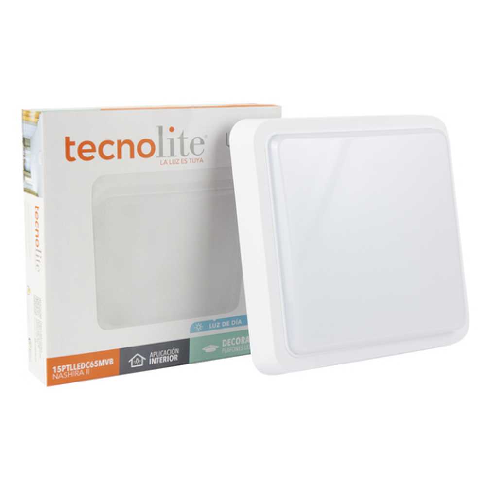 LÁMPARA DE EMPOTRAR LED TECNOLITE NASHIRA II DE SOBREPONER 15W LUZ DE DÍA NO ATENUABLE LED INTEGRADO