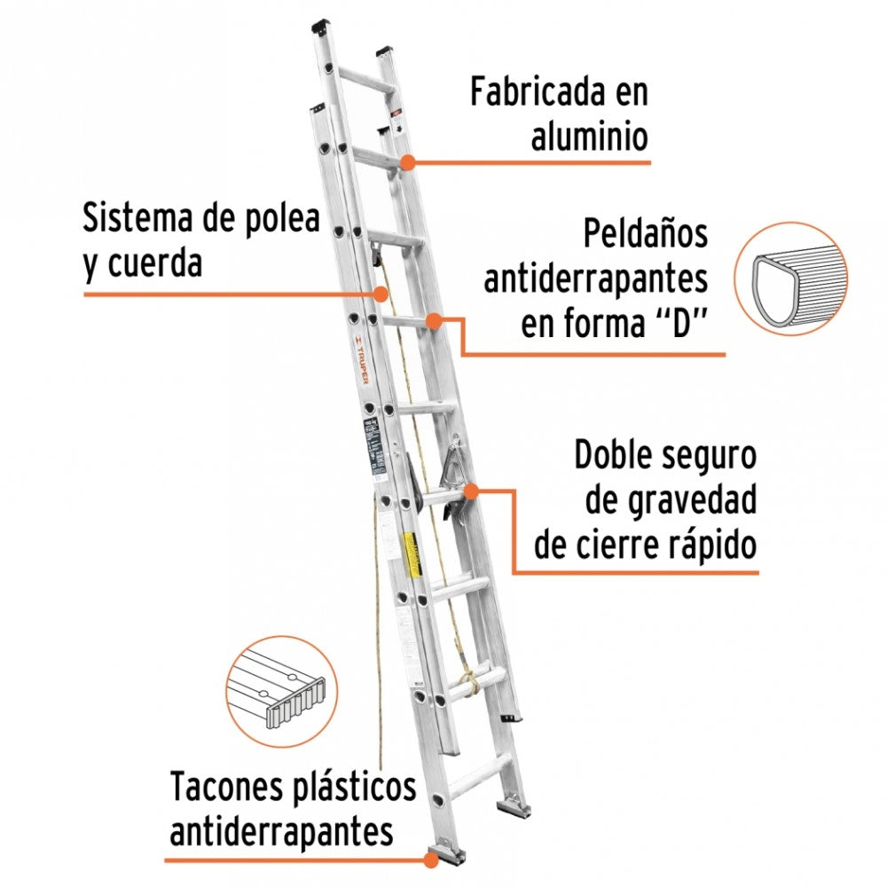 ESCALERA DE EXTENSION III 16 PELDANOS ESE-16 MCA TRUPER