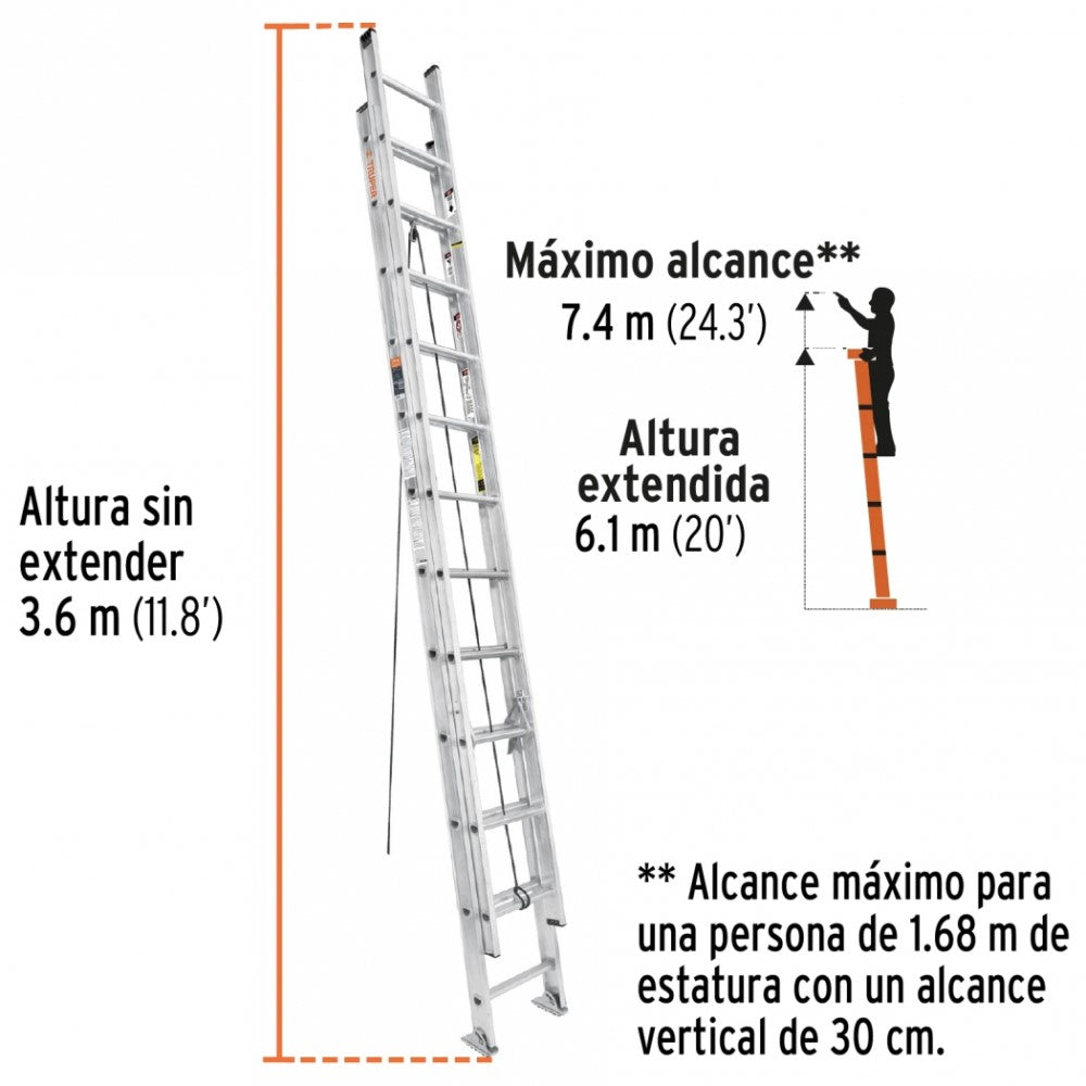 ESCALERA DE EXTENSION TIPO III 24 PELDAÑOS TRUPER