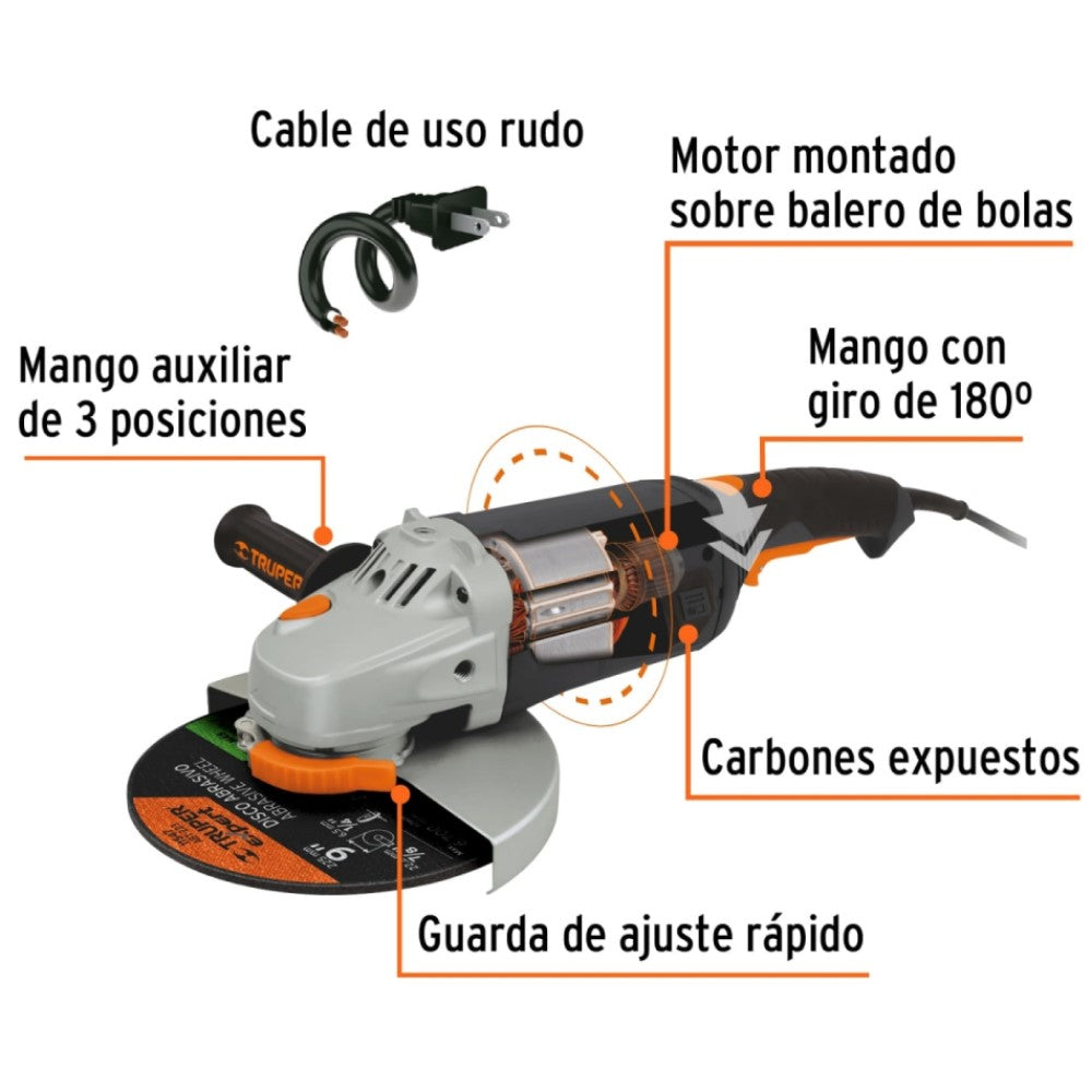 ESMERILADORA ANGULAR 9" 2350 W INDUSTRIAL TRUPER