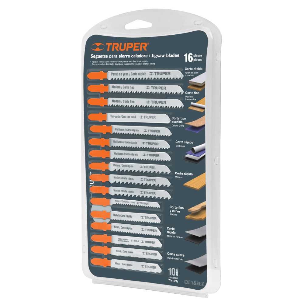 JUEGO 16 SEGUETAS ZANCO "T" JSCA-16-T 16705 TRUPER