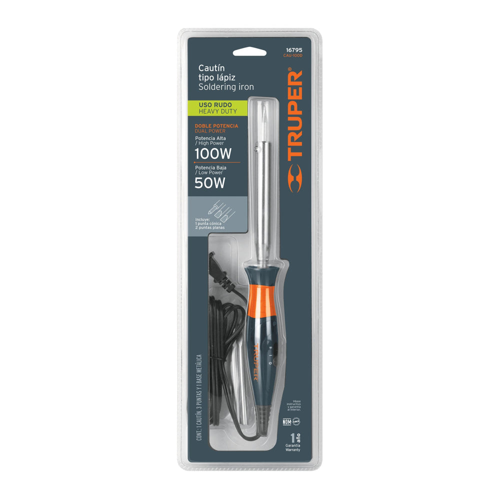 CAUTIN TIPO LAPIZ 100W. 2 TEMPERATURAS USO RUDO CAU-100D 16795 TRUPER