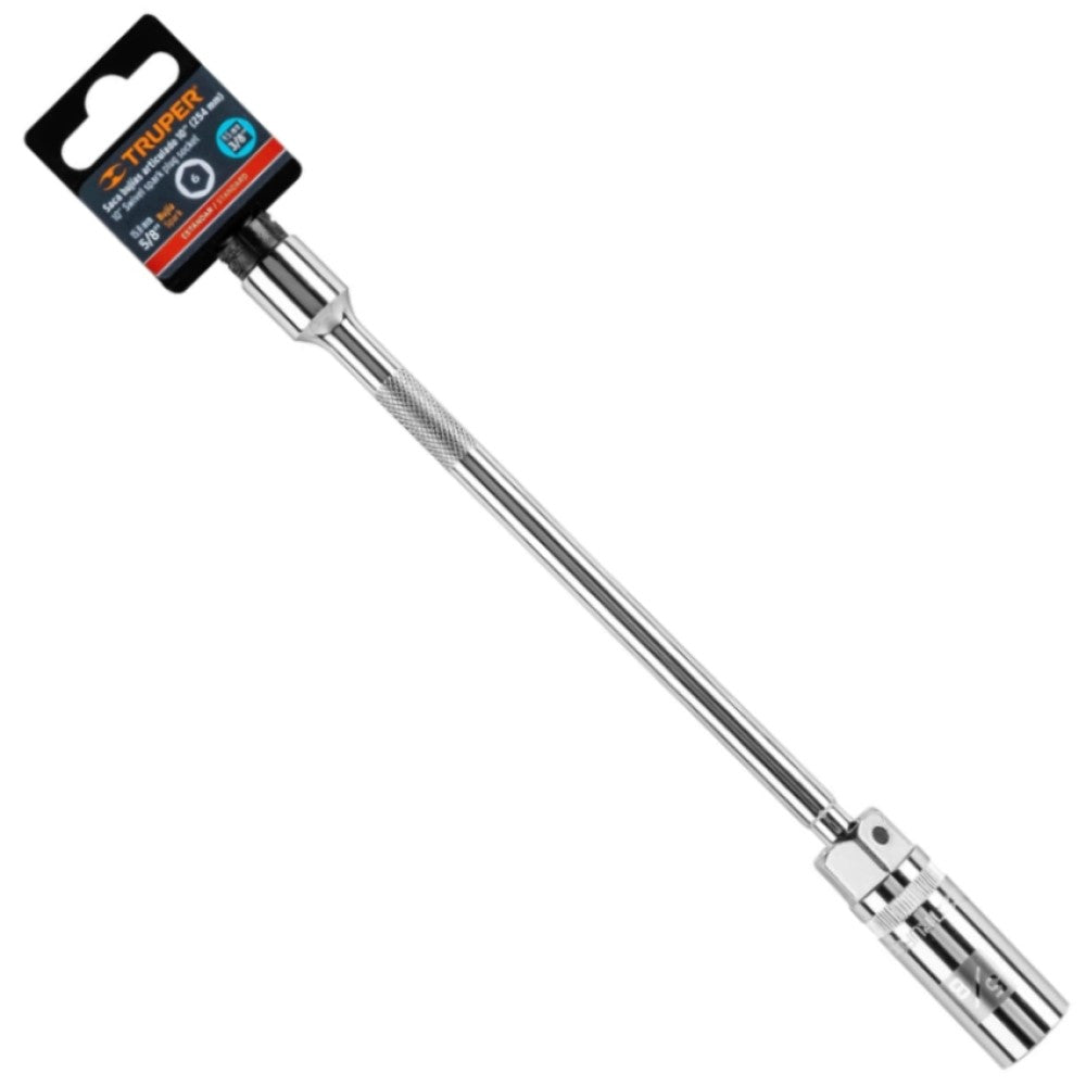 DADO P/BUJIA 5/8" ARTICULADO C/EXTENSION CUADRO 3/8" LARGO 10" 16896 D-3820-BE10 TRUPER