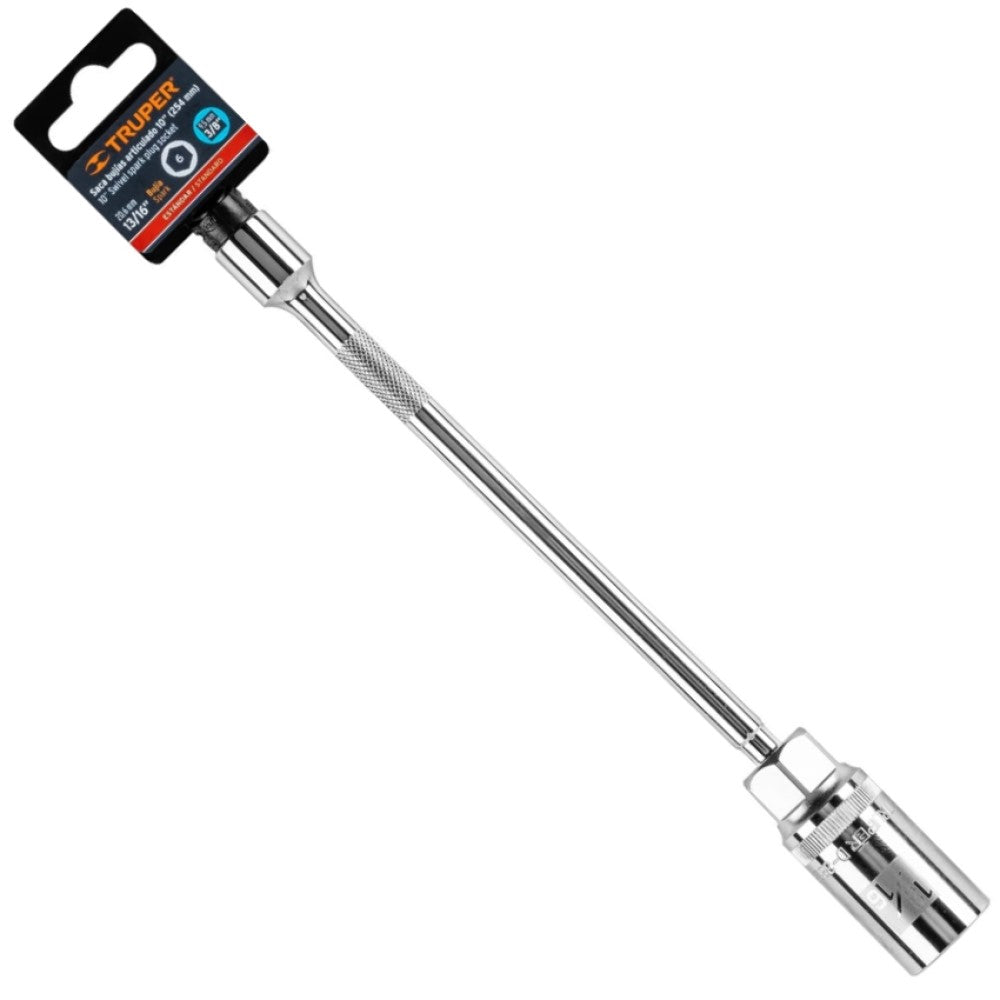 DADO P/BUJIA 13/16" ARTICULADO C/EXTENSION CUADRO 3/8" LARGO 10" 16897 D-3826-BE10 TRUPER