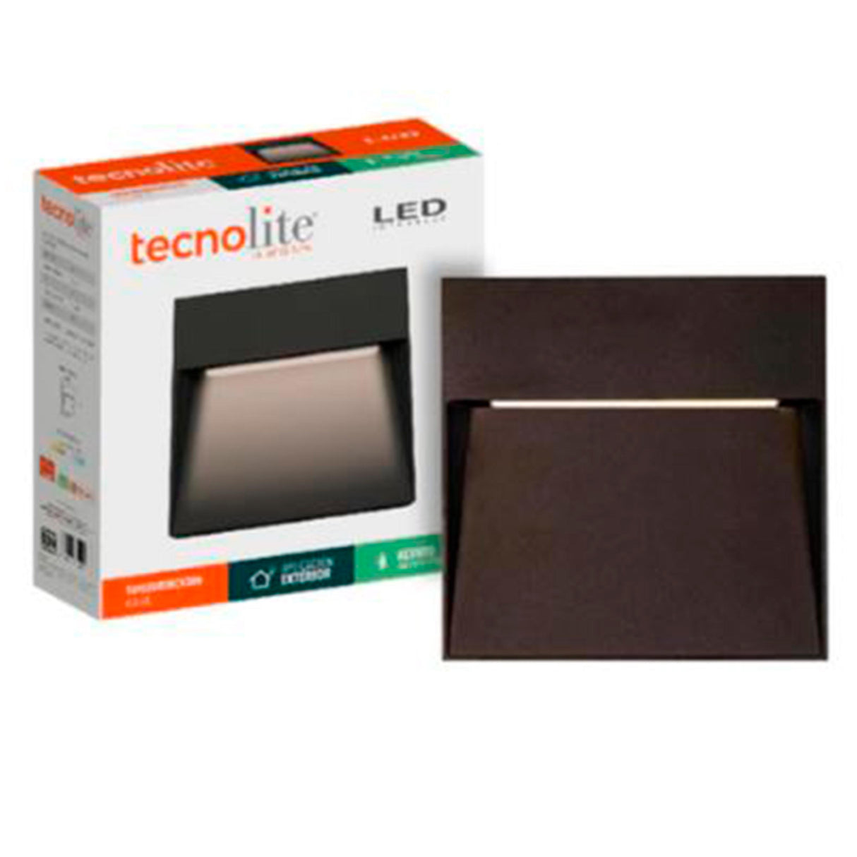 LUZ DE CORTESIA LED SOBREP. MURO 16W/127V. 3000K ALUM. NEGRO KAVE II ***TECNOLITE HAE***