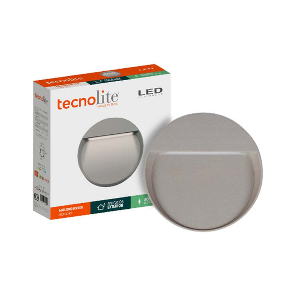 LUZ DE CORTESIA LED SOBREP. MURO 16W/127V. 3000K ALUM. NEGRO HUNOR II ***TECNOLITE HAE***