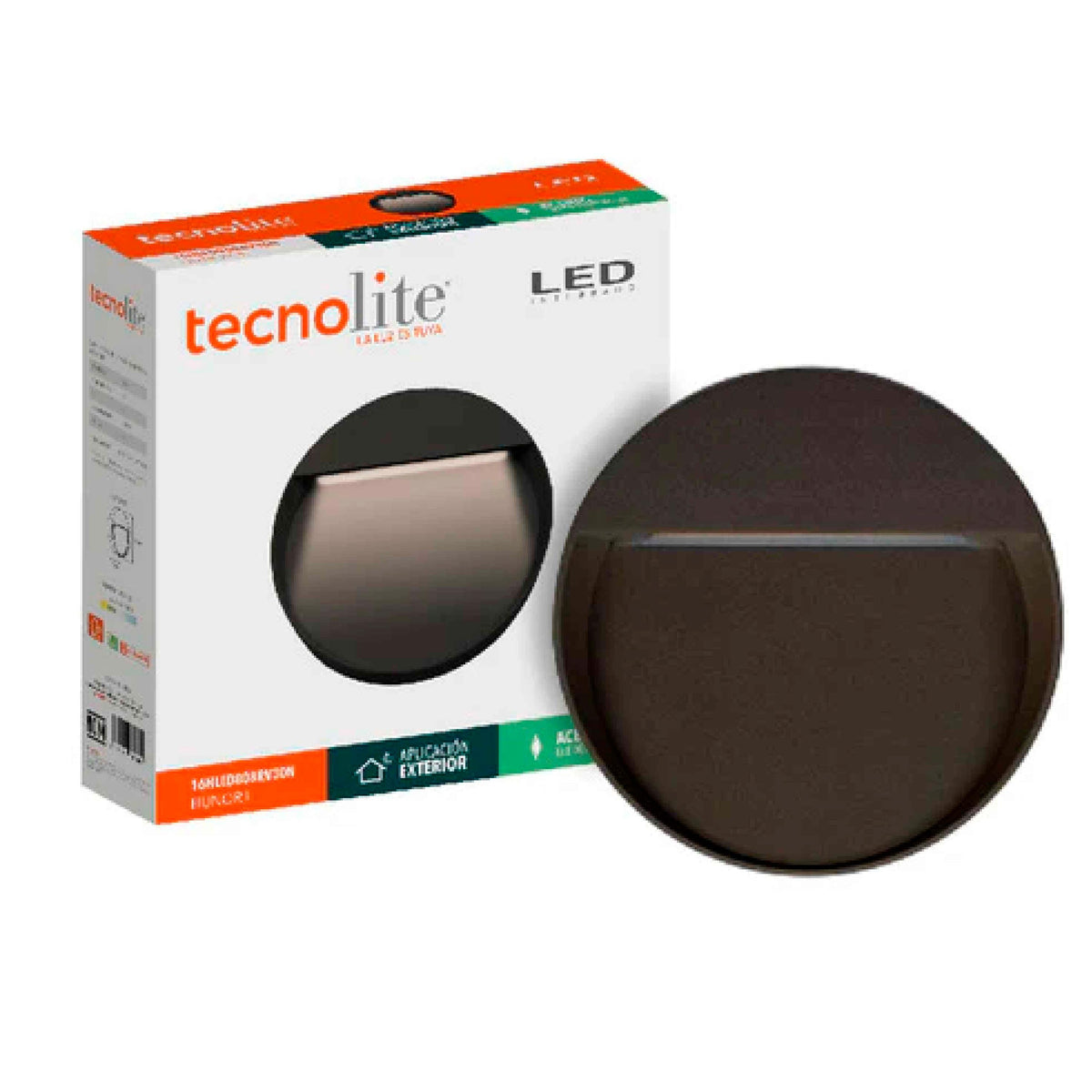 LUZ DE CORTESIA LED SOBREP. MURO 16W/127V. 3000K ALUM. NEGRO HUNOR II ***TECNOLITE HAE***