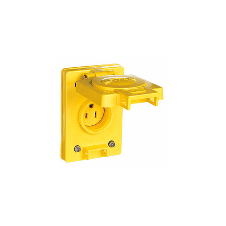 RECEPTACULO CON CUBIERTA AMARILLA NEMA 515R 2P 3W  15A 125V MCA LEVITON