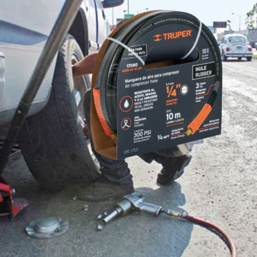 MANGUERA DE HULE PARA COMPRESOR 10M 1/4"