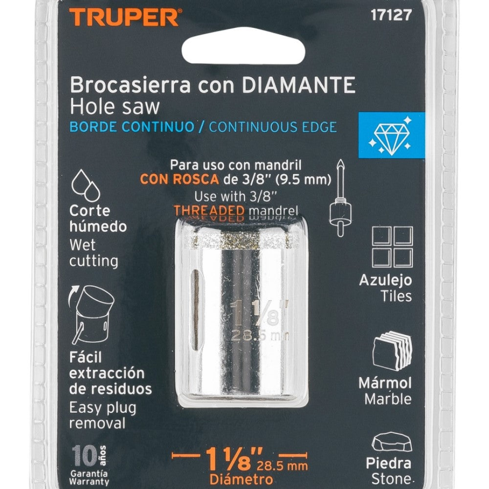 BROCASIERRA DIAMANTE 1-1/8" 17127 TRUPER HERRAMIENTAS