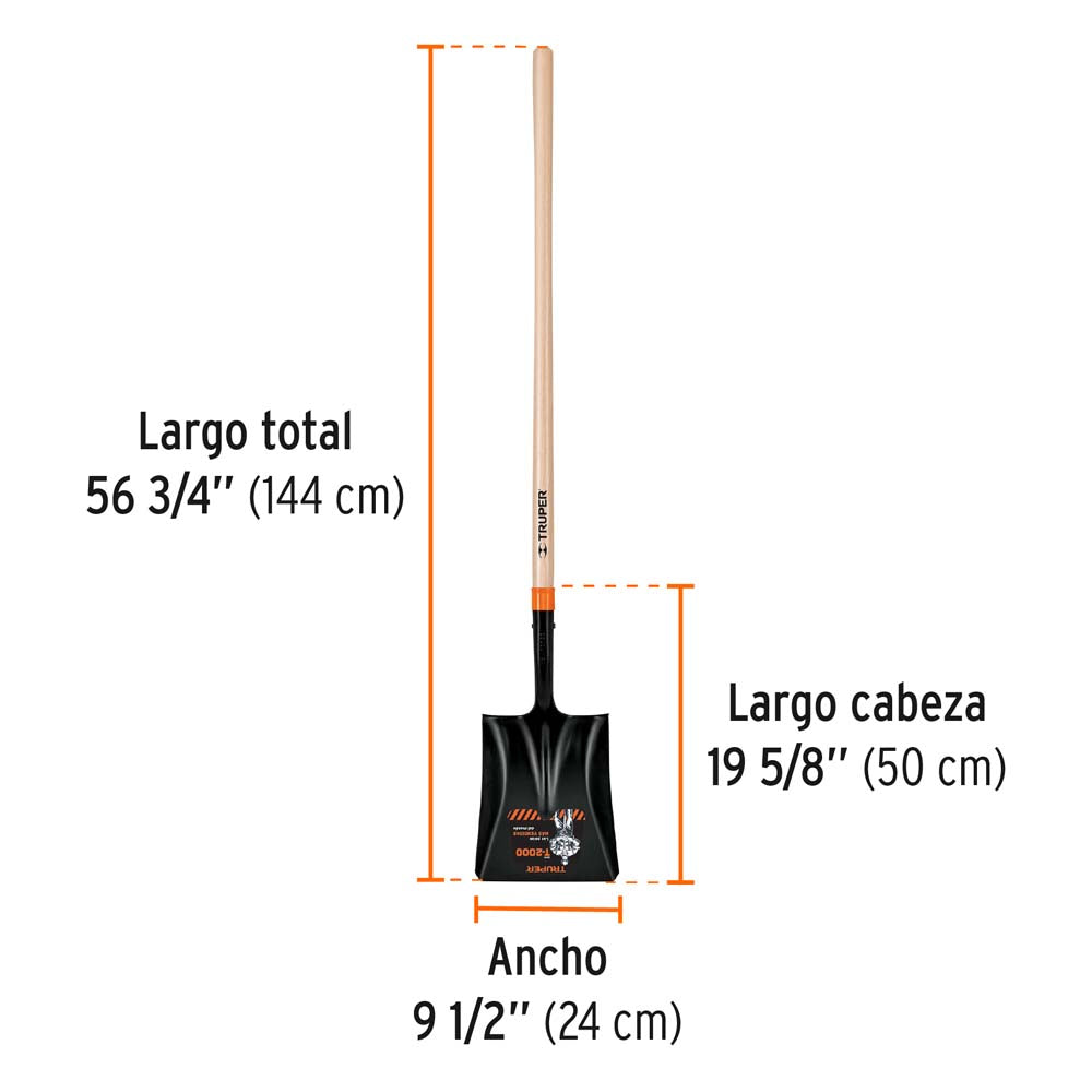 PALA CUADRADA MANGO LARGO TRUPER CONSTRUCCION