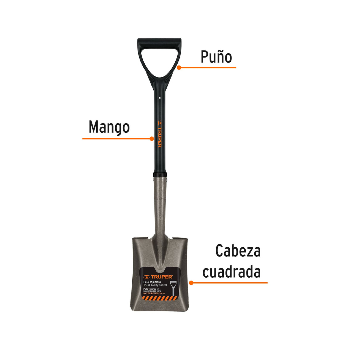 PALA CAJUELERA CUADRADA "D" MANGO FIBRA DE VIDRIO TR-BYFC TRUPER