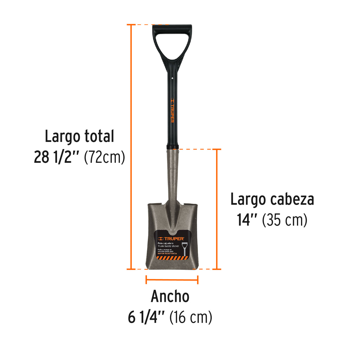 PALA CAJUELERA CUADRADA "D" MANGO FIBRA DE VIDRIO TR-BYFC TRUPER
