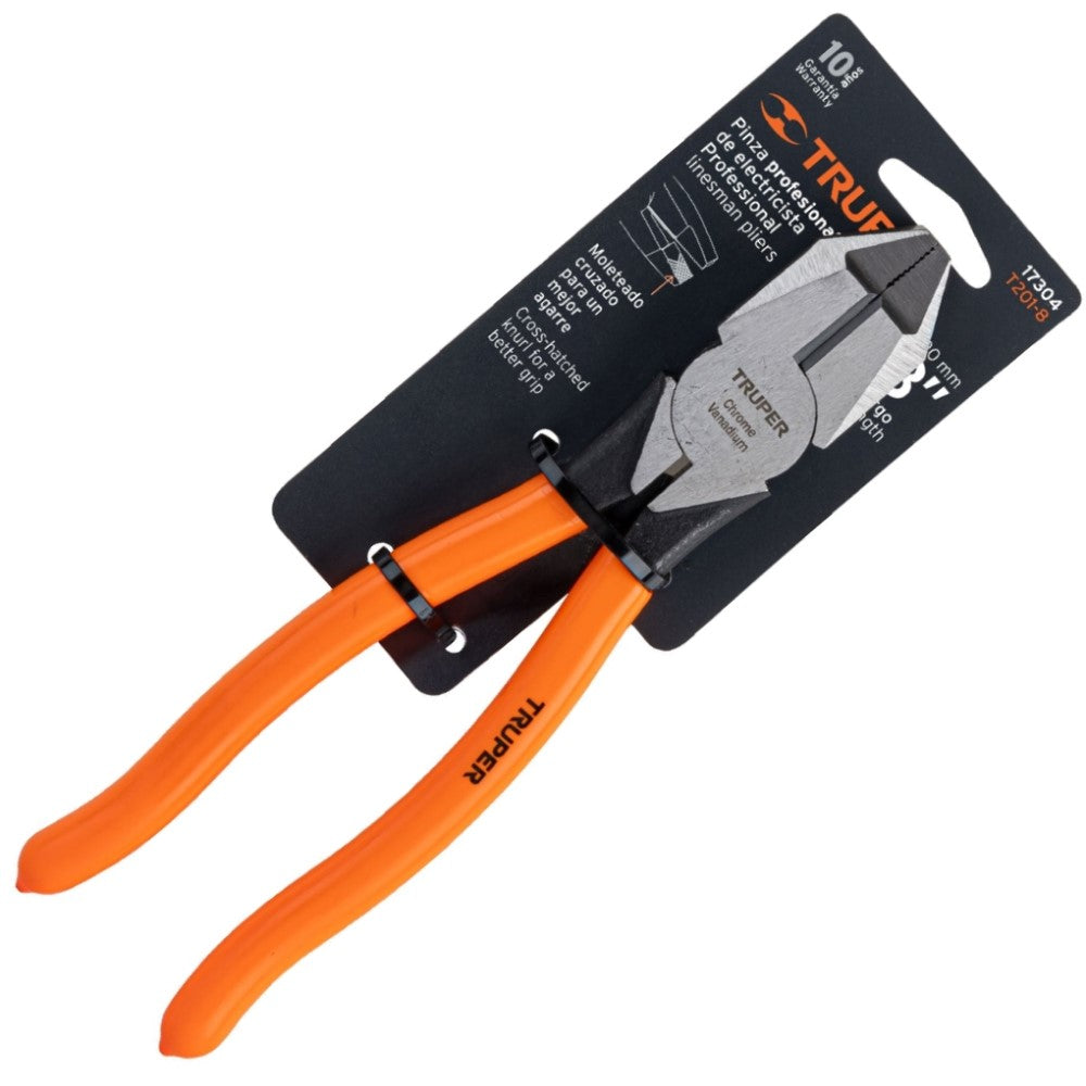 PINZA ELECTRICISTA 8" MANGO VINIL T201-8 TRUPER HERRAMIENTAS
