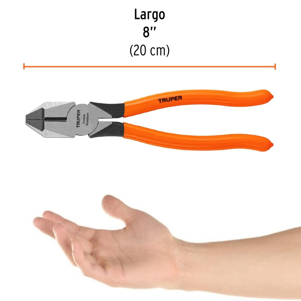 PINZA ELECTRICISTA 8" MANGO VINIL T201-8 TRUPER HERRAMIENTAS