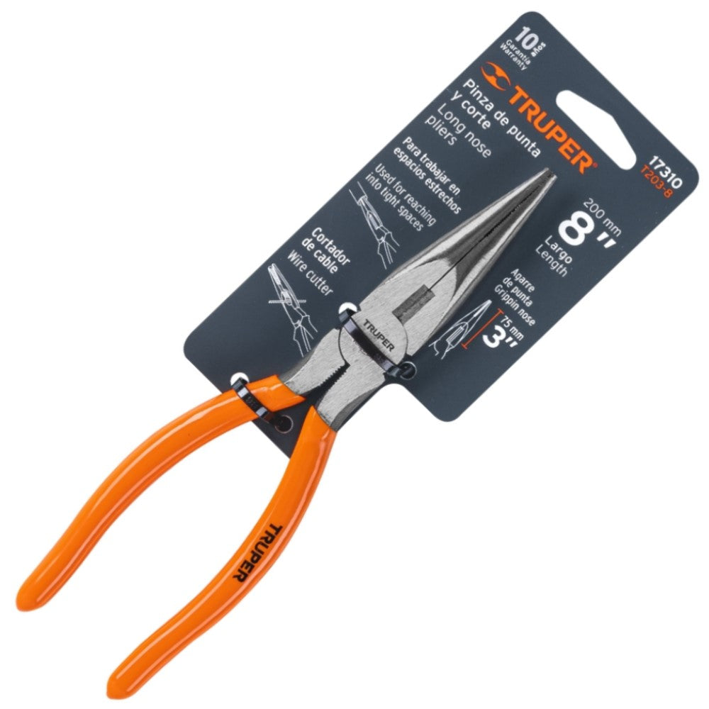 PINZA DE PUNTA Y CORTE 8" MANGO DE PVC TRUPER T203-8