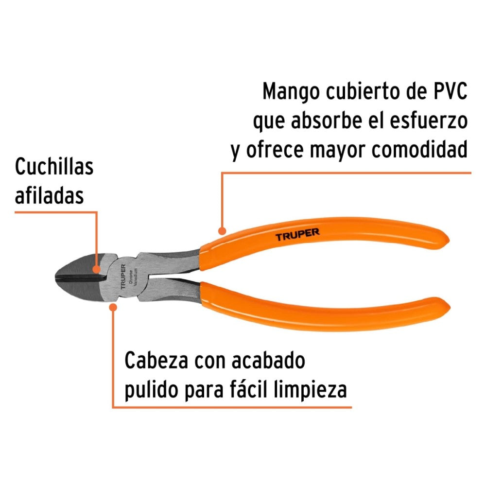 PINZA DE CORTE DIAGONAL 7" MANGO DE PVC TRUPER T202-7