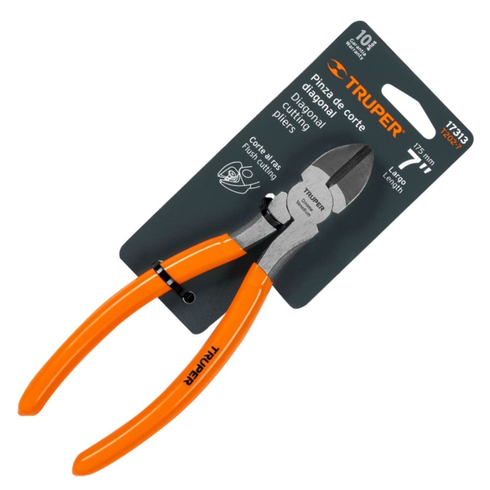 PINZA DE CORTE DIAGONAL 7" MANGO DE PVC TRUPER T202-7