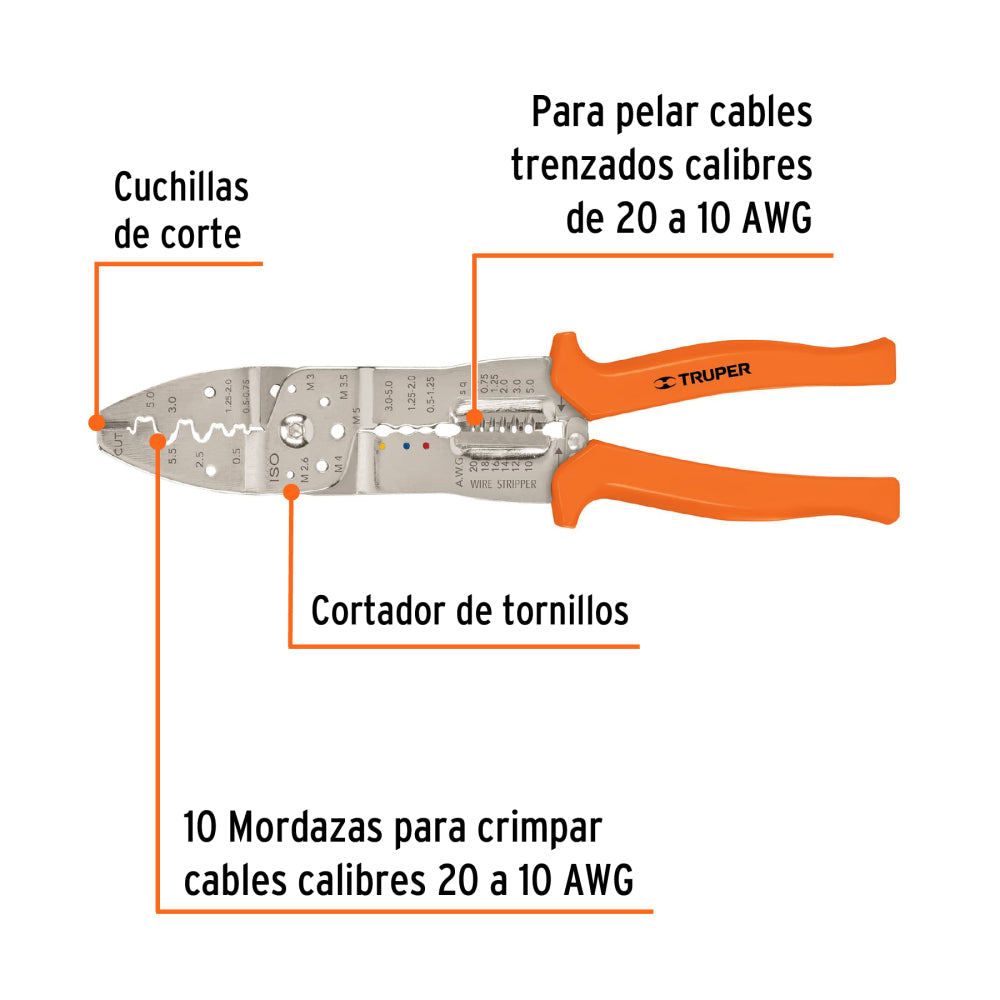 PINZA PELACABLES 10" PE-CA-10 TRUPER HERRAMIENTAS