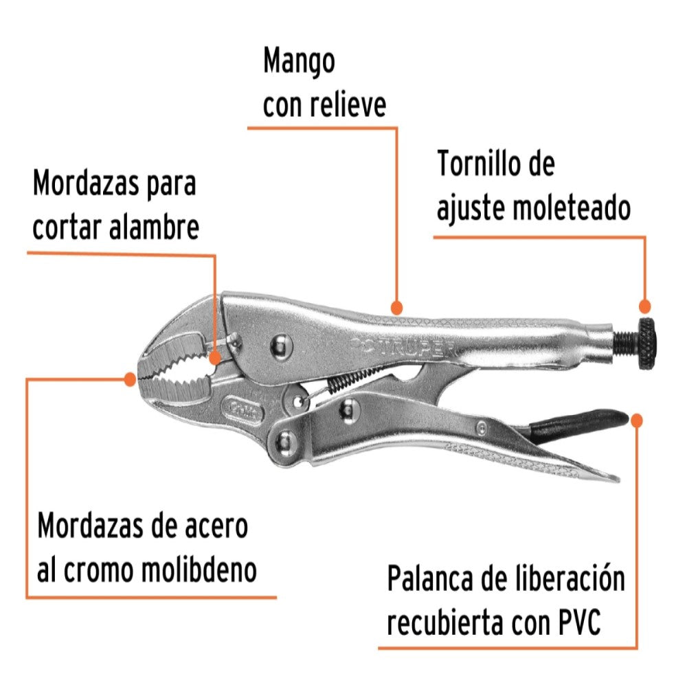 PINZA DE PRESION 7' MORDAZA CURVA TRUPER