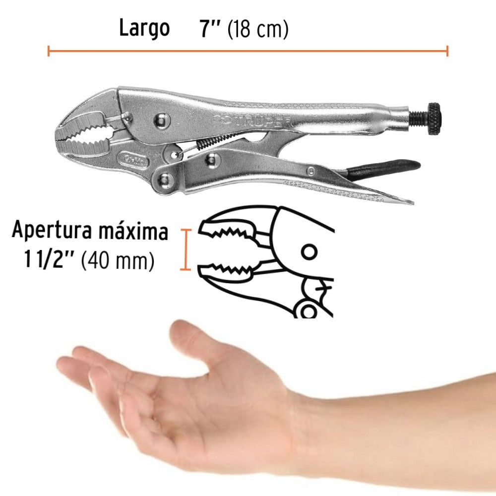 PINZA DE PRESION 7' MORDAZA CURVA TRUPER