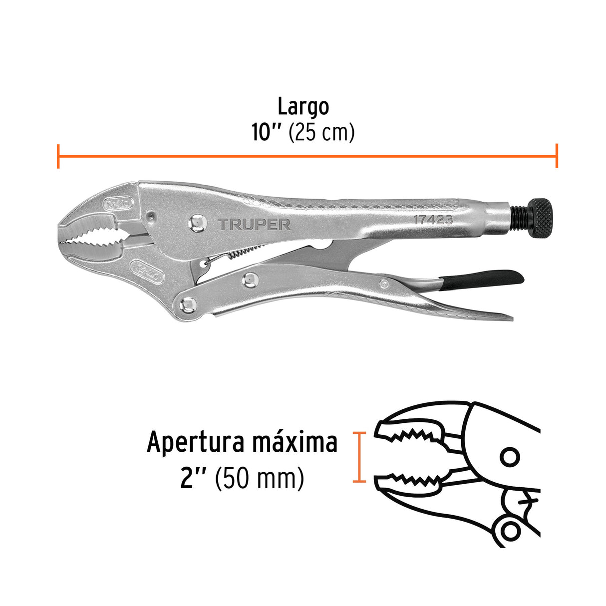 PINZA DE PRESION 10" MORDAZA CURVA MCA TRUPER MECANICA