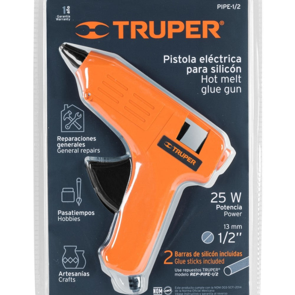 PISTOLA ELECTRICA DE SILICON 25W INCLUYE 2 BARRAS TRUPER