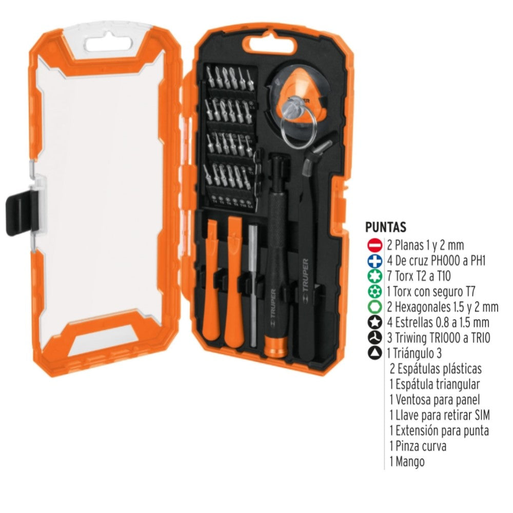 JGO PARA REPARACION DE ELECTRONICA 32PZA JGO-TEL-32 MCA TRUPER