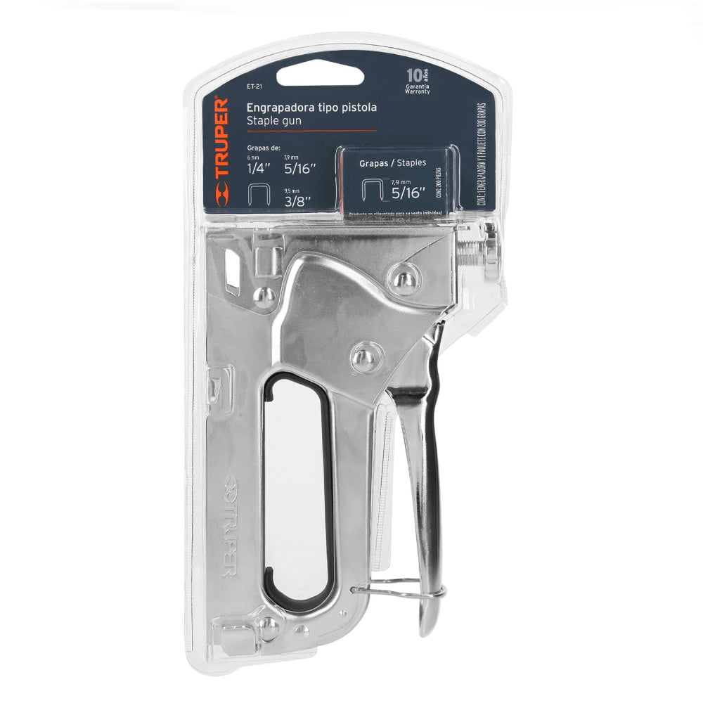 ENGRAPADORA TIPO PISTOLA PARA "5/16" 3/8" CON 200 GRAPAS MCA TRUPER CARPINTERIA