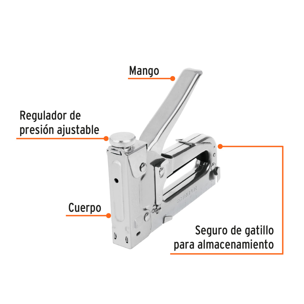 ENGRAPADORA TIPO PISTOLA PARA "5/16" 3/8" CON 200 GRAPAS MCA TRUPER CARPINTERIA